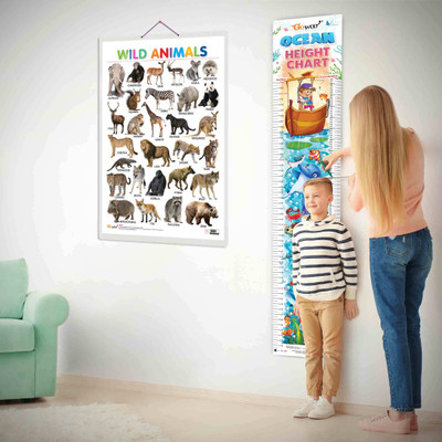 Wild Animals chart and OCEAN HEIGHT CHART | Set of 2 chart | A Comprehensive Chart of Wild Animals and Ocean height chart Paper Print(30 inch X 20 inch)