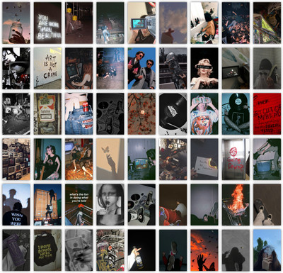 54 Pcs Grunge Wall Collage Kit - 4 x 6 Inches Goth Posters for Wall Decoration - Wall Art For Bedroom, Office, Living room, Dorm room - Glue Dots Included Fine Art Print(4 inch X 6 inch, Rolled)