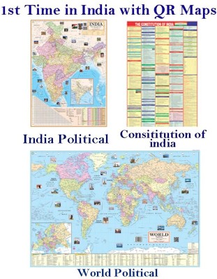 Maps and Charts Combo, Set of 6 India Maps with QR Codes, 23 x 36 cm and 40 x 28 cm, for Competitive Exams Map – Folded Map Paper Print(40 inch X 28 inch, Rolled)