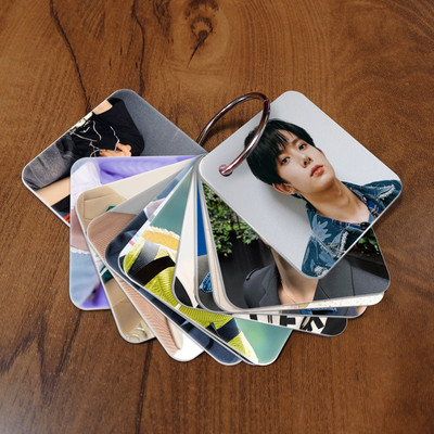 Enhypen Flash 1mm Thick Cards with Snap Key Ring – A Stunning Set of 12 Cards Featuring 24 Photos Front and Back Fine Art Print(2.5 inch X 2.5 inch)