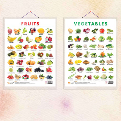 FRUITS CHART HARD LAMINATED and VEGETABLE CHART HARD LAMINATED | combo of 2 charts | Nutritional Exploration Charts Paper Print(20 inch X 15 inch)