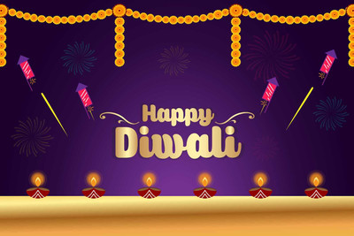 abstract happy diwali beautiful poster Vinyl(27 inch X 48 inch)