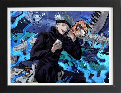The Satoru Gojo | Jujutsu Kaisen Anime Frames By YourCanvas | Lanndscape - Matt Paper Print(13 inch X 10 inch, Framed)