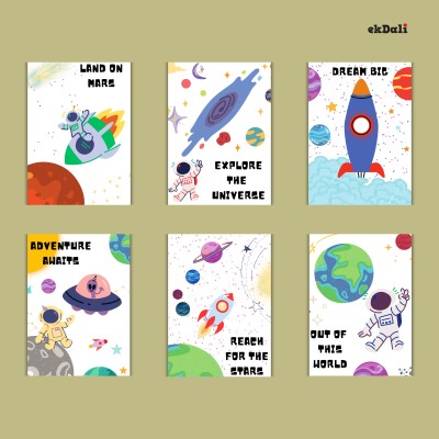 Set of 6 Outer space Posters to Inspire Kids’ Curiosity About Space Paper Print(9 inch X 6 inch)