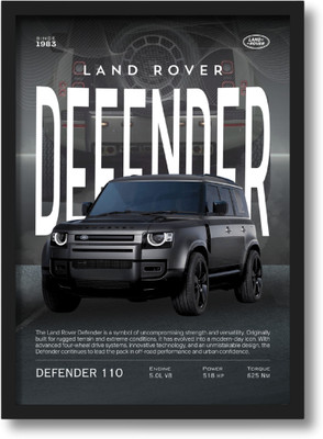 Land Rover Defender Wall Frame Poster Photographic Paper(12 inch X 9 inch, Framed)