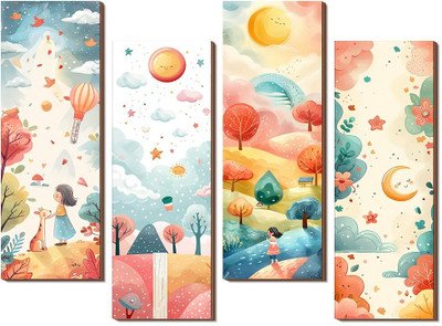 Whimsical Storybook Landscape Wall Art Set – 4-Piece Kids’ Nursery & Playroom Decor 3D Poster(12 inch X 8 inch)