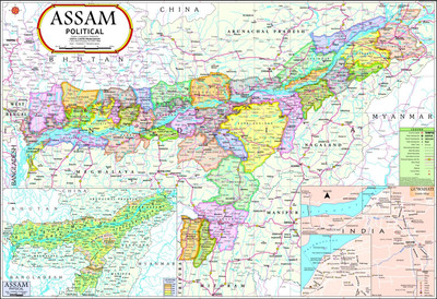 Assam Map : Political & Physical Paper Print(28 inch X 40 inch, Rolled)