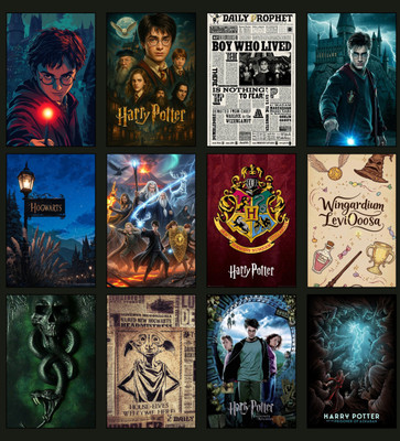 Harry Potter Poster Set of 12 | Wizarding World Wall Art | Hogwarts Magic Decor | Movie Collage HD Prints 3D Poster(11.5 inch X 8.5 inch)