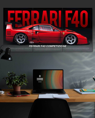 Ferrari F40 - A3 Split Poster Paper Print(18 inch X 36 inch)