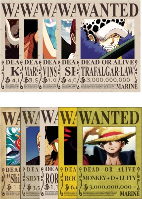 Set of 10 One Piece bounty WANTED posters - A4 size 250 GSM Thick Matte posters Paper Print(11.7 inch X 8.3 inch, Branded packaging)