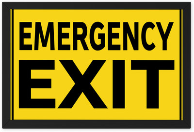 Emergency Exit Digital Reprint Sign Frame Paper Print(9.5 inch X 13.5 inch, Framed)