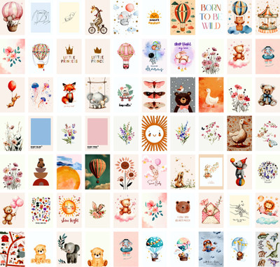 Kids Nursery Wall Collage Kit (Pack of 65) 250 GSM Premium Posters Vinyl(6 inch X 4 inch)