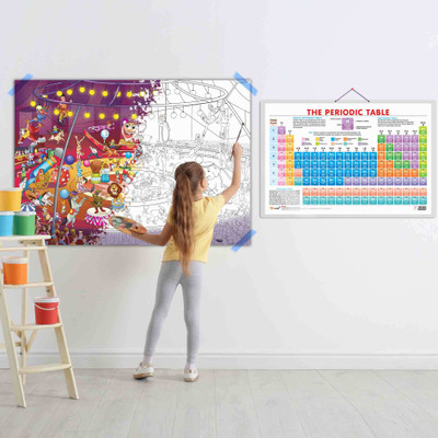 Periodic Table and GIANT CIRCUS COLOURING POSTER | Combo of 1 Chart & 1 Poster | colouring the Giant circus Poster Paper Print(40 inch X 28 inch)