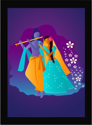 Lord Radha Krishna Painting With Frame, Wall Art, Home Decorative, Office Decor Fine Art Print(13.6 inch X 10.2 inch)