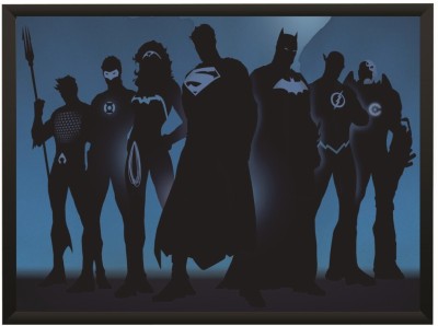 Justice League Minimal Blue Batman Superman Wall Poster With Frame A4 Size Photographic Paper(8.3 inch X 11.7 inch, With Frame)