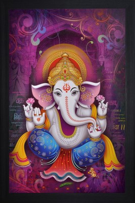 saf Ganesh Ink 20 inch x 14 inch Painting(With Frame)