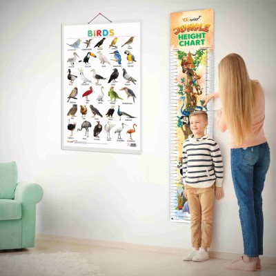 Birds and JUNGLE HEIGHT CHART | Set of 2 chart| A Kids Combo Pack of Birds & jungle Height Chart for Curious kids Paper Print(30 inch X 20 inch)