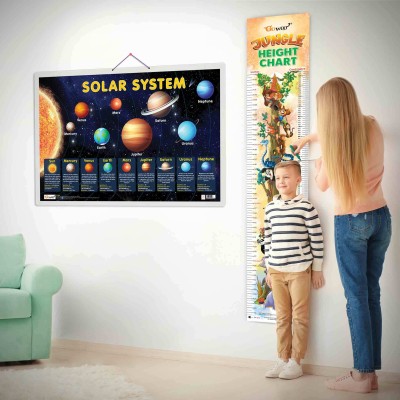 Solar System and JUNGLE HEIGHT CHART | Set of 2 chart | Dynamic Duo of Solar System + Jungle Height chart Paper Print(30 inch X 20 inch)