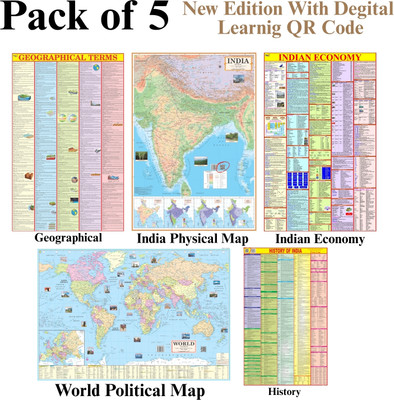 Upsc Map Notes Complete UPSC Maps & Charts Set of 5 – India Physical, World Political ...