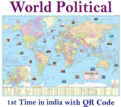 World Political Map Wall Poster, 100x70 cm, with QR Code, Paper Print, Set of 1 Paper Print(40 inch X 28 inch, Folded)