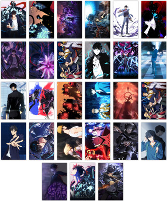 Pack of 27 Solo Leveling Anime Aesthetic Wall Collage Kit Posters | Posters for Wall Decoration | Wall Art For Bedroom, Office, Living room, Dorm room (Each Card Size : 4 x 6 Inch) Paper Print(6 inch X 4 inch, 27 Photocards In Box)