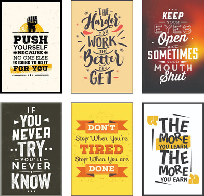 MANIAL 48 cm Pack of 6 Motivational Stickers and Inspirational Quotes for Office and Home Self Adhesive Sticker(Pack of 6)