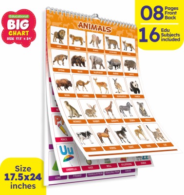Look & Learn Big Chart Set of 16 Edu Subjects 8 Pages Front & Back (Multicolor) Paper Print(24 inch X 17.5 inch, Rolled)