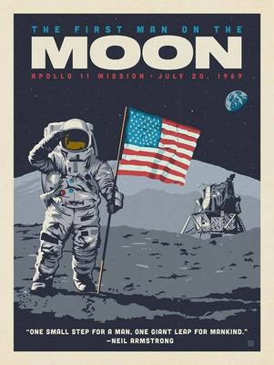 Neil Armstrong Poster | The First Man on Moon Poster - 300 GSM 12x18 Unframed Multicolor PROD - 1146-1 Fine Art Print(18 inch X 12 inch)
