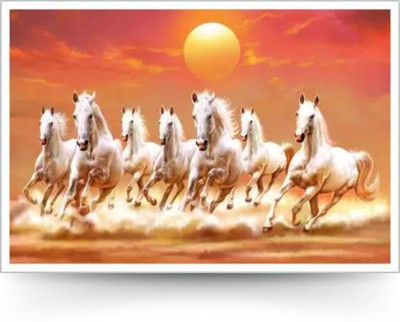 Vastu Seven Running Horses Paper Poster Paper Print(12 inch X 18 inch, Rolled)