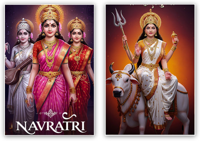 Durga Mata and Saraswati Devi poster Photographic Paper(19 inch X 13 inch)