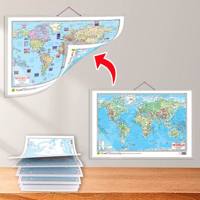 SMALL - 100 ASIA POLITICAL OUTLINE MAP FOR SCHOOL and 2 IN 1 WORLD POLITICAL AND PHYSICAL MAP IN ENGLISH | Set of 1 map and 1 chart | Small Asia Political Map & 2-in-1 World Map chart in English Paper Print(30 inch X 20 inch) SMALL - 100 ASIA POLITICAL OUTLINE MAP FOR SCHOOL and 2 IN 1 WORLD POLITICAL AND PHYSICAL MAP IN ENGLISH | Set of 1 map and 1 chart | Small Asia Political Map & 2-in-1 World Map chart in English Paper Print(30 inch X 20 inch)