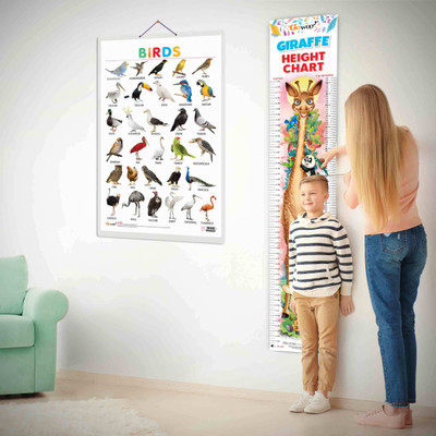 Birds and GIRAFFE HEIGHT CHART | Set of 2 chart |Birds and Giraffe height chart for children Paper Print(30 inch X 20 inch)
