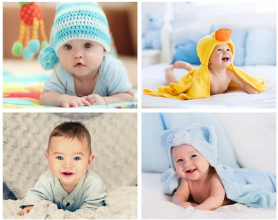 MANIAL 48 cm Set of 4 Cute Baby Combo Stickers | HD Wall Decor Self Adhesive Sticker(Pack of 4)