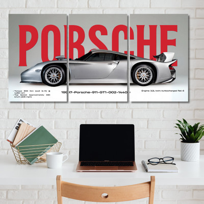 Porsche 911 GTA Split Posters Set of 3 9x12 Inch Wall Art for Desk Home Office wall decoration home bedroom living room hall Gift Wall Paintings Sticker wallpaper Hostel Boys Girls. Paper Print(12 inch X 9 inch, Rolled)