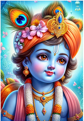 A4 Size shri krishna god poster.57 Fine Art Print(11.69 inch X 8.27 inch, Rolled)