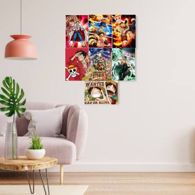 One Piece | PACK OF 7 | Size 11.9× 8.3 inch A4 size | 170 GSM Glossy Self-adhesive Poster Print. Photographic Paper (11.9 inch X 8.3 inch) Photographic Paper(11.9 inch X 8.3 inch)