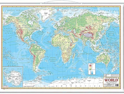 World Physical Map (English)Learn and Discover Folding Map Competitive Exam office walls and study Room Paper print Map(48 inchx28 inch) Paper Print(28 inch X 40 inch, Papper)