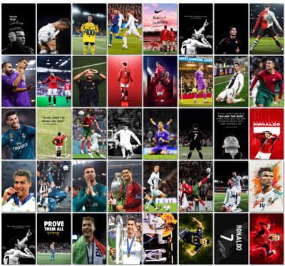 Set of 40 | Cristiano Ronaldo Mini cards (15 x10 cm) | Football Posters of Ronaldo Poster for Wall, Bedroom, Living room | Football Posters for Wall | Glue Dots Included Fine Art Print(6 inch X 4 inch)