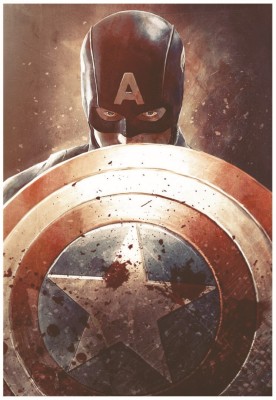 Captain America With Shield Wall Poster A4 Size Photographic Paper(11.7 inch X 8.3 inch, Rolled)