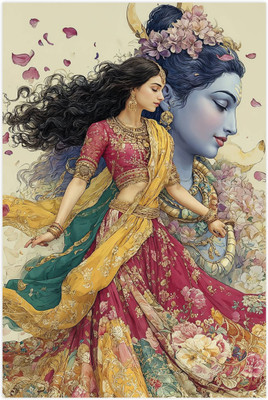 Traditional Indian Goddess Art – Ethnic Floral Painting Print Paper Print(18 inch X 12 inch)