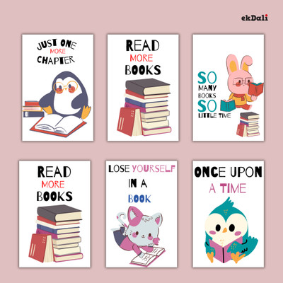 Set of 6 Animal Book Posters for Young Readers Paper Print(12 inch X 6 inch)