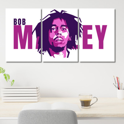 Bob Marley Split Poster – 12x18 Inch x 3 Panels | Reggae Music Wall Art | Pop Art Style in Purple Tones | Iconic Music Legend Room Decor Paper Print(18 inch X 12 inch, Solid Rolled Packaging)