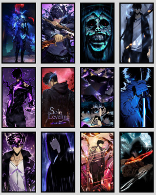 Solo Leveling Anime Poster Set of 12 | Artificial Wall Art Featuring Sung Jin-Woo, Arise & Shadow Monarch Theme | HD Glossy Laminated Anime Prints for Bedroom, Office, Gaming Room & Study Décor 3D Poster(11.5 inch X 8.5 inch) Solo Leveling Anime Poster Set of 12 | Artificial Wall Art Featuring Sung Jin-Woo, Arise & Shadow Monarch Theme | HD Glossy Laminated Anime Prints for Bedroom, Office, Gaming Room & Study Décor 3D Poster(11.5 inch X 8.5 inch)