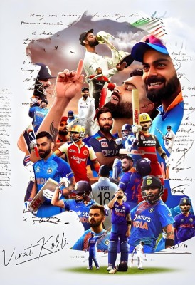 Virat Kohli Poster - Premium-Quality 300 GSM, 13x19 inches | Big Size Cricket Poster for Fans, Virat King Kohli Indian Cricketer Wall Poster for Living Room, Kids Room, Office Paper Print(19 inch X 13 inch, Rolled)