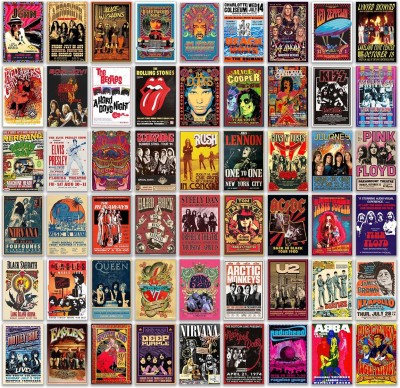 Pack of 54 Rockband Wall Collage Kit Posters - 4 x 6 Inches Wall Decor Poster - Wall Art For Bedroom, Living room, Office With Double Sided Tissue Tape Fine Art Print(4 inch X 6 inch, Box)