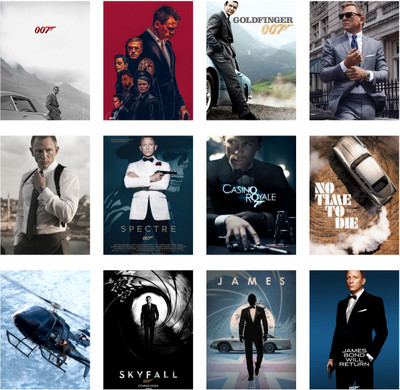 James Bond 007 Poster Set of 12 | Secret Agent Wall Art | Daniel Craig & Classic Bond Collection | Luxury Spy Movie Decor 3D Poster(11.5 inch X 8.5 inch)