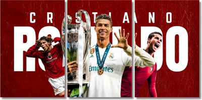 Cristiano Ronaldo footballer Split Posters (09*12) Set of 3 Wall Art for Desk Home Office wall decoration home bedroom living room hall Gift Wall Paintings Sticker wallpaper Hostel Boys Girls. Paper Print(18 inch X 12 inch, Rolled)
