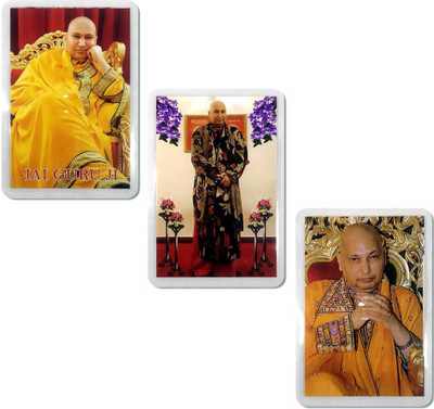 (Set Of 3 Pcs) Unisex Ractangle Shape Shukrana Blessing's Always Jai Guru Ji Pocket Size Laminated (Mix Design Swaroop/Photo) Poster Plastic Card Yantra For Gift, Wealth And Health Paper Print(3.7 inch X 2.5 inch)