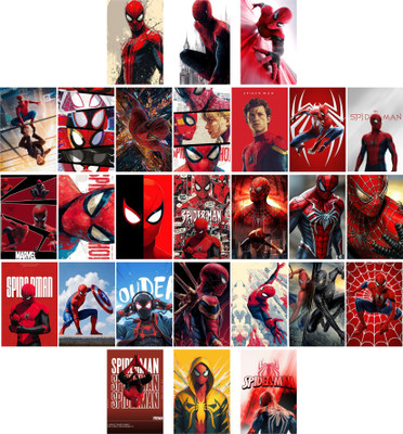 Pack of 27 Spiderman Wall Collage Kit Posters | Posters for Wall Decoration | Wall Art For Bedroom, Office, Living room, (6 inch X 4 inch) Vinyl (6 inch X 4 inch, Envelope Packing Photographic Paper(6 inch X 4 inch, envelope)