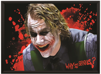 Dark Knight Joker Why So Serious Laughing Wall Poster With Frame A4 Size Photographic Paper(8.3 inch X 11.7 inch, With Frame)
